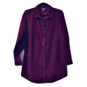 Women’s J Jill Shirt, Burgundy corduroy, button up, Size Medium